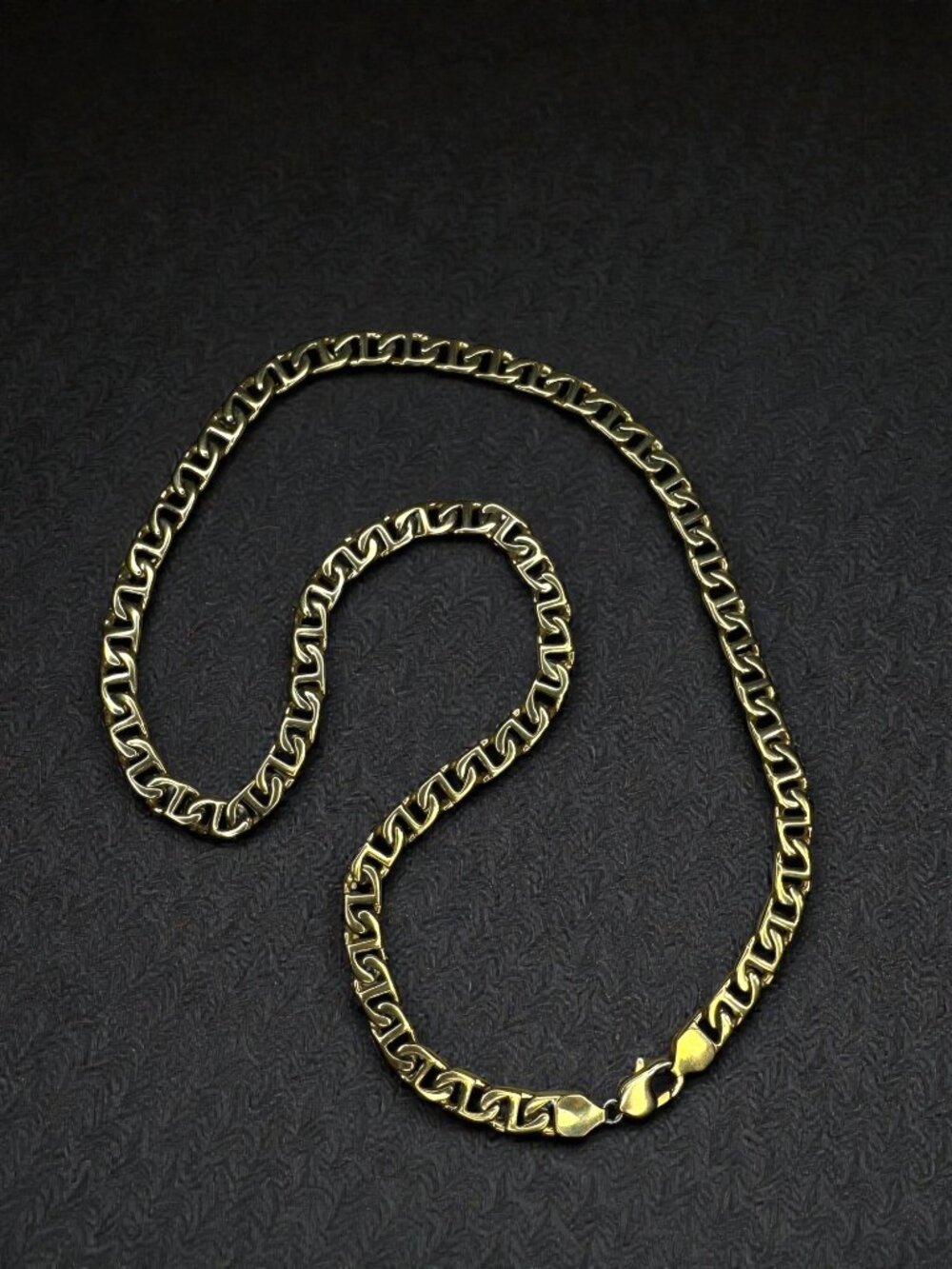 Gold Tone Stainless Steel Mariner Link Chain Necklace 29.5" 9mm